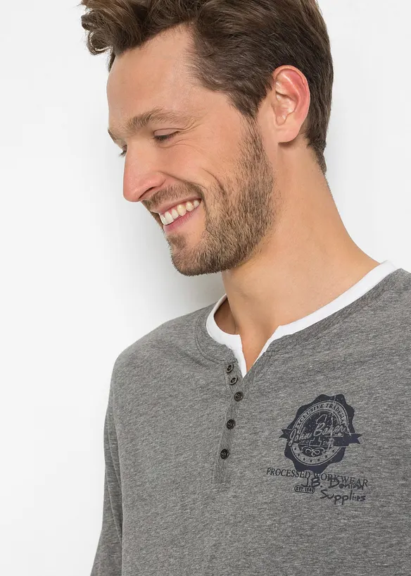 Henleyshirt, Langarm (2er Pack), bonprix