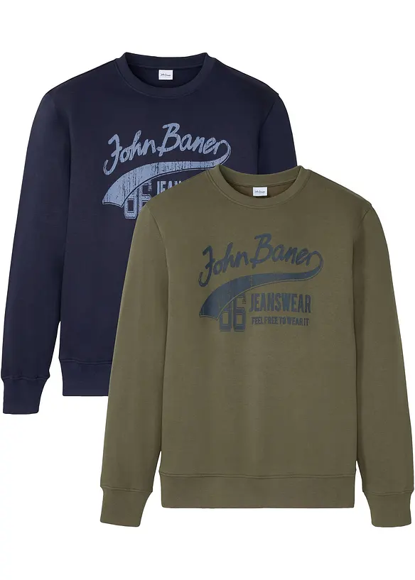 Sweatshirt (2er Pack) aus weichem Baumwoll-Mix, bonprix