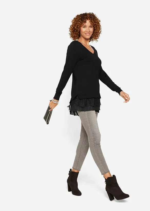 Pull fluide en fine maille, bonprix