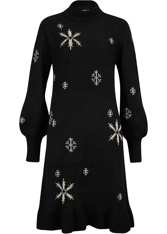 Strickkleid mit Schneeflocken-Print, bonprix