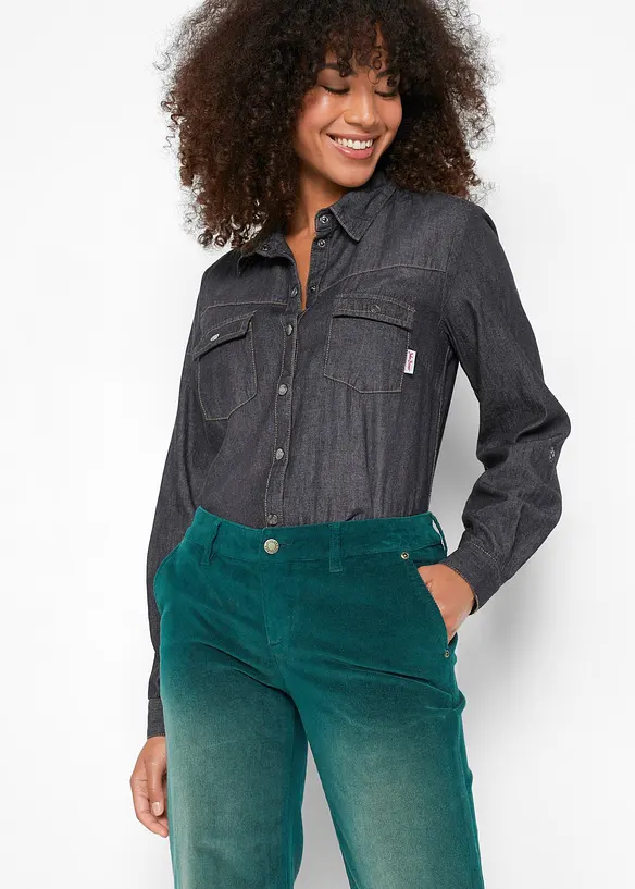 Pantalon en velours côtelé extensible, large, bonprix