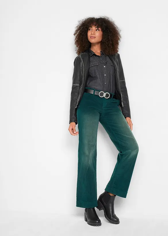 Pantalon en velours côtelé extensible, large, bonprix