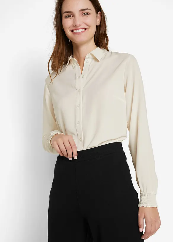 Pantalon large en viscose mélangée à taille élastiquée, bonprix