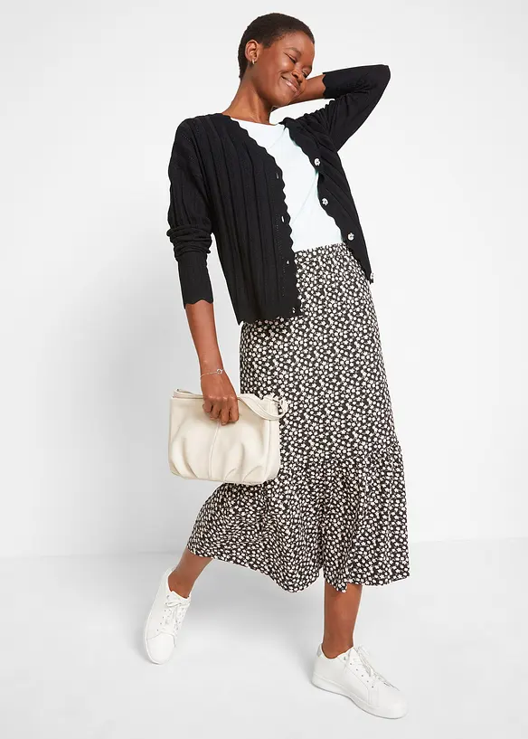 Gilet court en maille ajour&eacute;e, bonprix