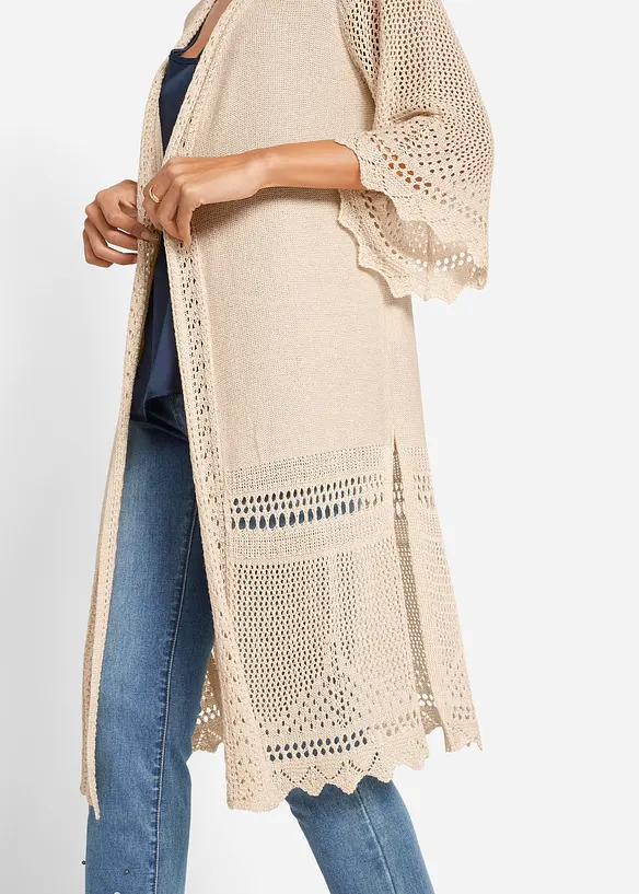Ajour-Longstrickjacke, bonprix