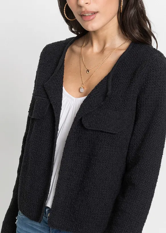 Bouclé Strickjacke, bonprix