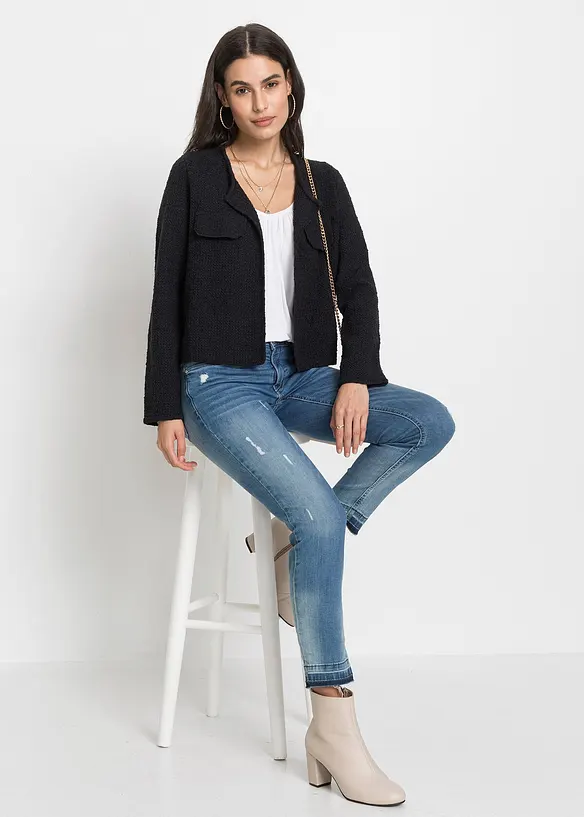 Bouclé Strickjacke, bonprix