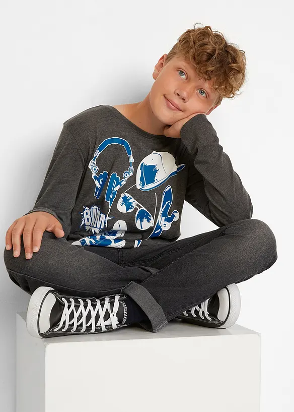 Lot de 2 T-shirts manches longues coton, bonprix