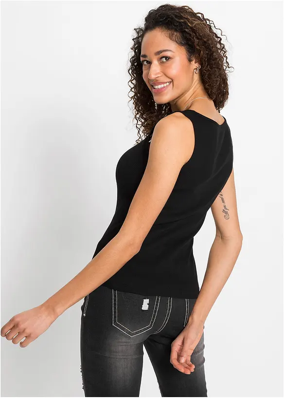 Ripp-Top mit Reißverschluss, bonprix
