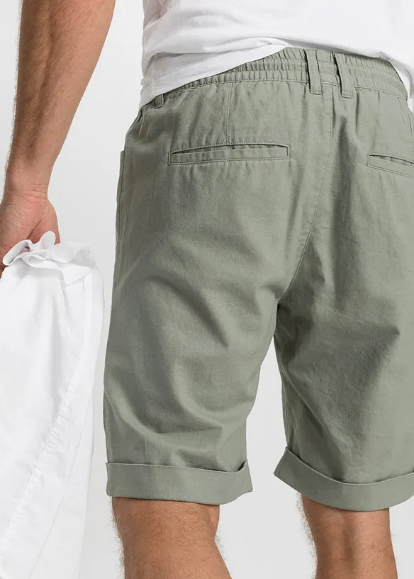 Bermuda à taille élastiquée en lin mélangé, Regular, bonprix
