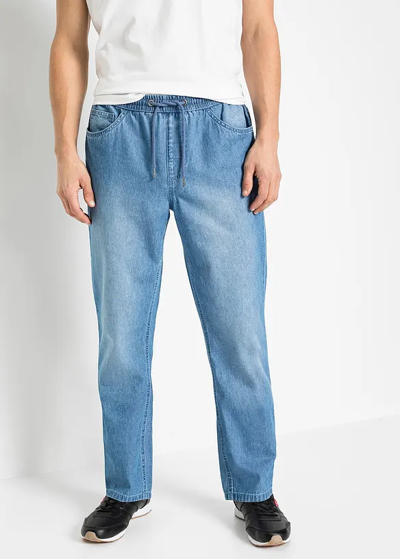 Lot de 2 jeans classiques à taille élastiquée en denim estival, bonprix