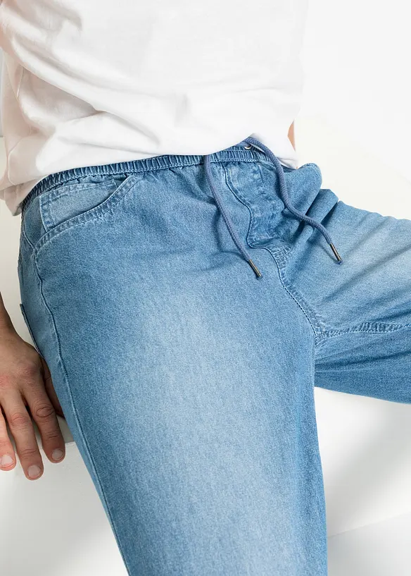 Lot de 2 jeans classiques à taille élastiquée en denim estival, bonprix