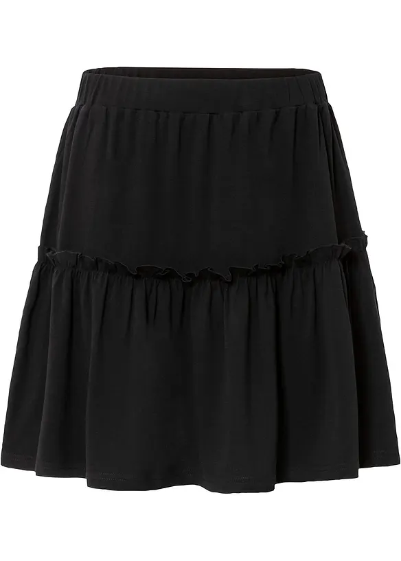 Jupe en jersey à volant en viscose mélangée, bonprix