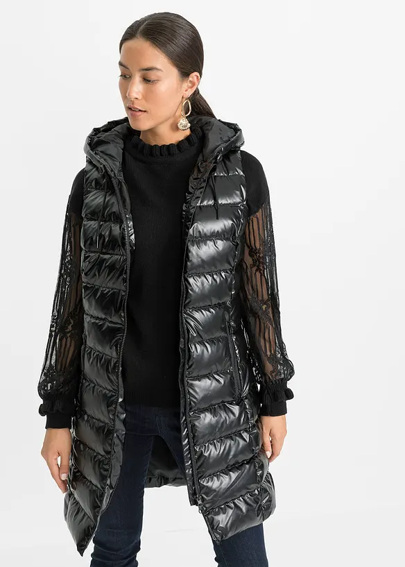 Doudoune sans manches, effet brillant, bonprix