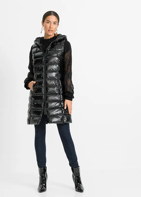 Doudoune sans manches, effet brillant, bonprix