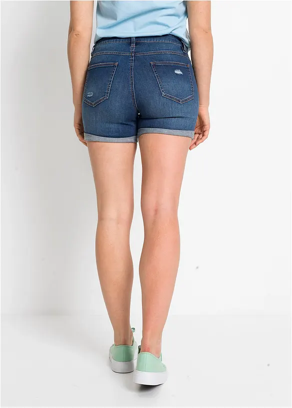 Short en jean taille mi-haute à effets déchirés, bonprix