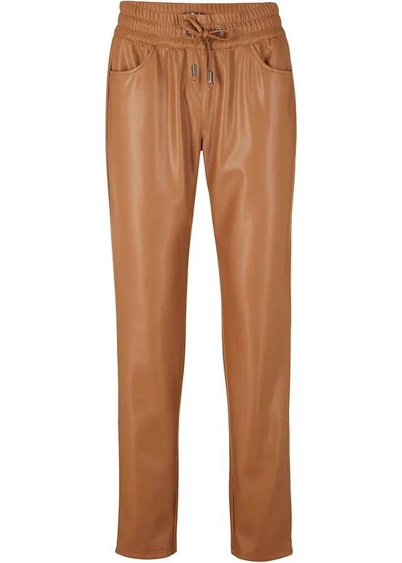 Pantalon enduit à taille élastiquée, bonprix