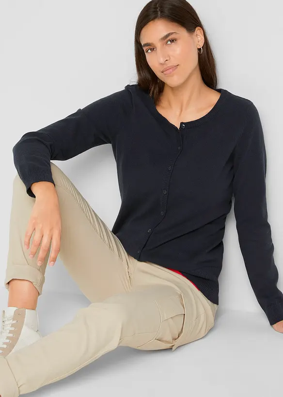 Basic Feinstrickjacke mit recycelter Baumwolle, bonprix