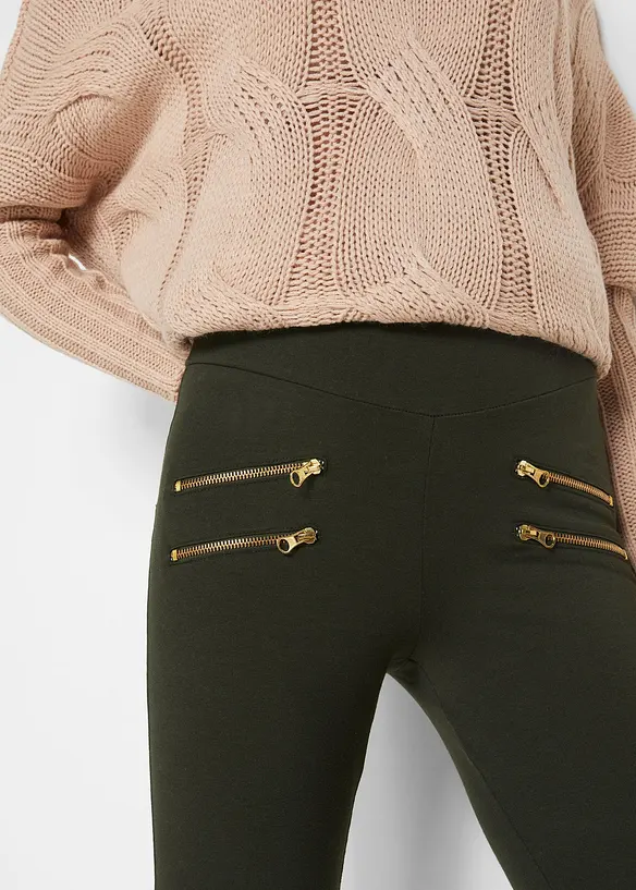 Leggings mit Komfortbund und dekorativen Reißverschlüssen, bonprix