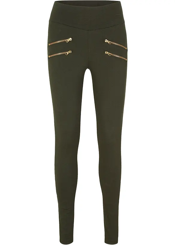 Leggings mit Komfortbund und dekorativen Reißverschlüssen, bonprix