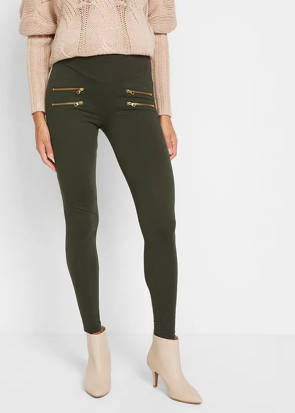 Leggings mit Komfortbund und dekorativen Reißverschlüssen, bonprix