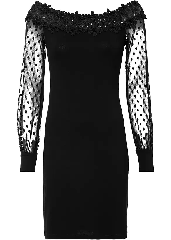 Off-Shoulder-Kleid mit Mesh-Armen, BODYFLIRT boutique