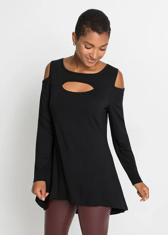T-shirt long avec découpes en viscose, RAINBOW