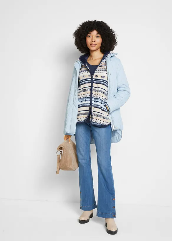 Kapuzen-Fleecejacke mit Norweger-Muster, bonprix