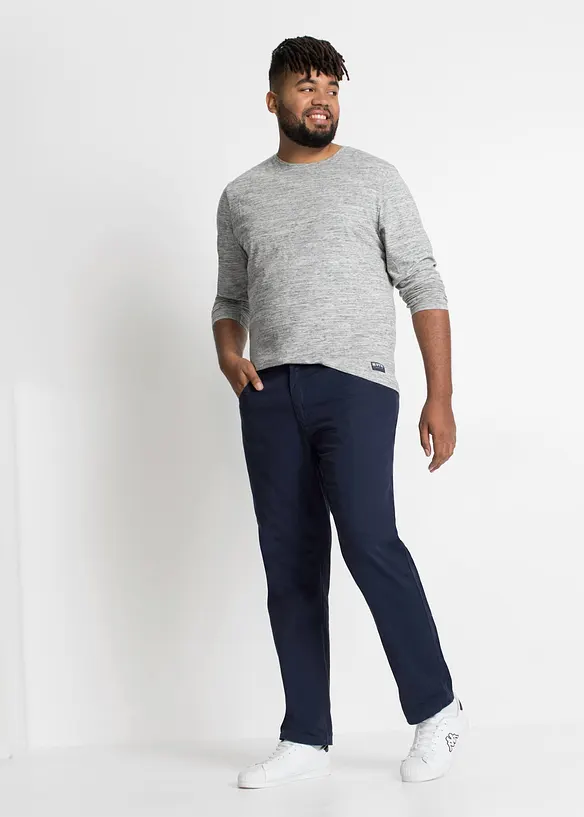 Lot de 3 T-shirts manches longues chin&eacute;s en coton m&eacute;lang&eacute;, bonprix