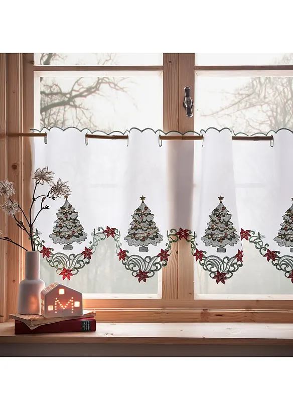 Scheibengardine mit weihnachtlicher Stickerei, bonprix