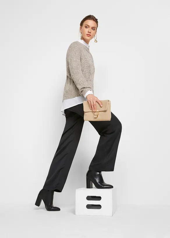 Oversize-Pullover mit Zopfmuster, bonprix