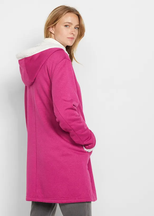 Sweat zippé à capuche avec polaire peluche, bonprix