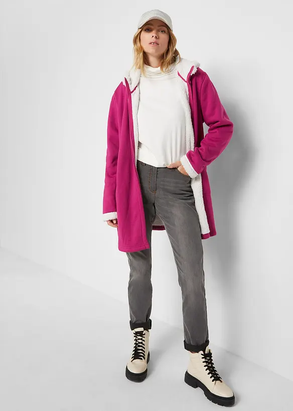 Sweat zippé à capuche avec polaire peluche, bonprix