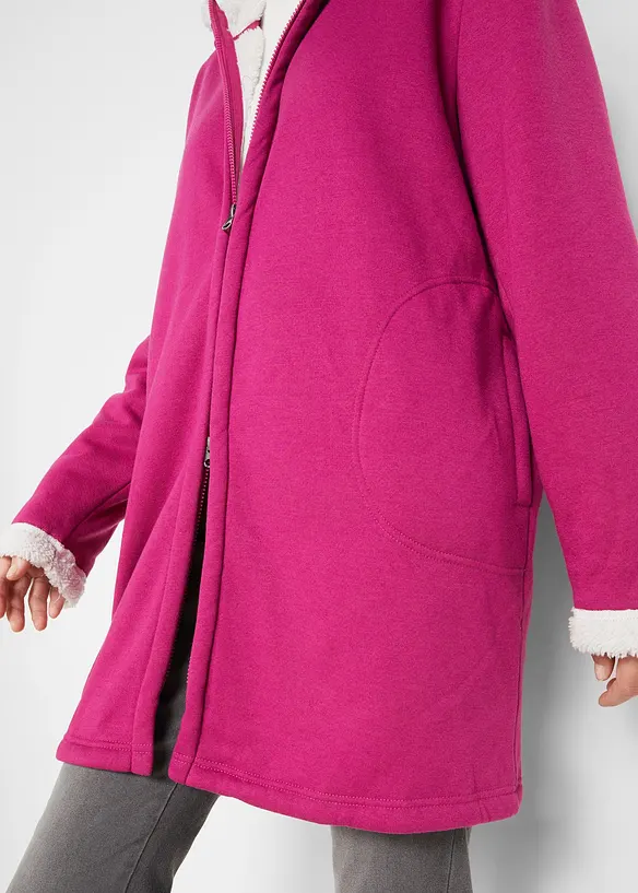 Sweat zippé à capuche avec polaire peluche, bonprix