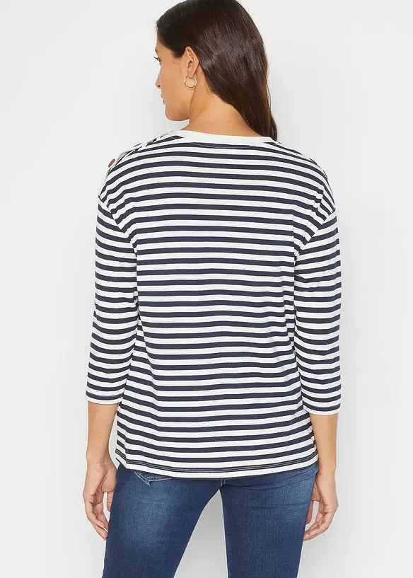 T-shirt manches longues oversize avec boutons, bonprix