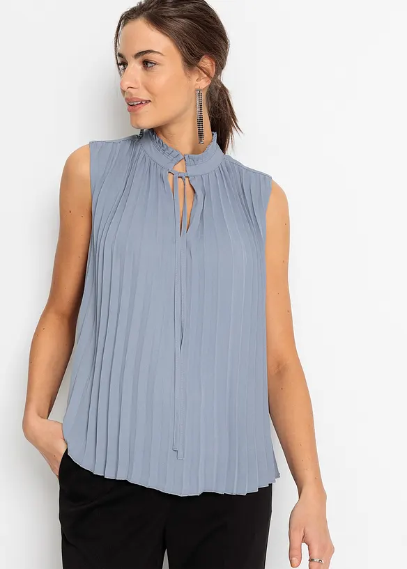 Blouse plissée sans manches, bonprix