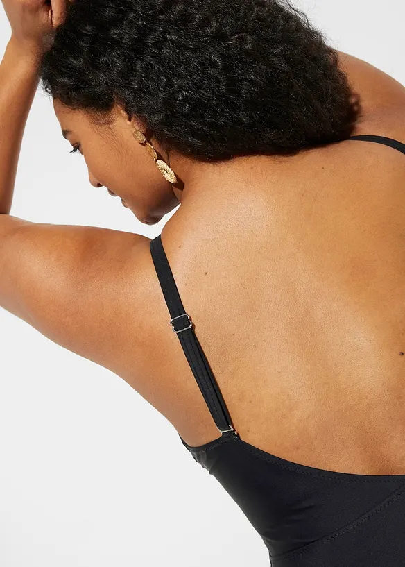 Maillot 1 pièce à découpe et volants, bonprix