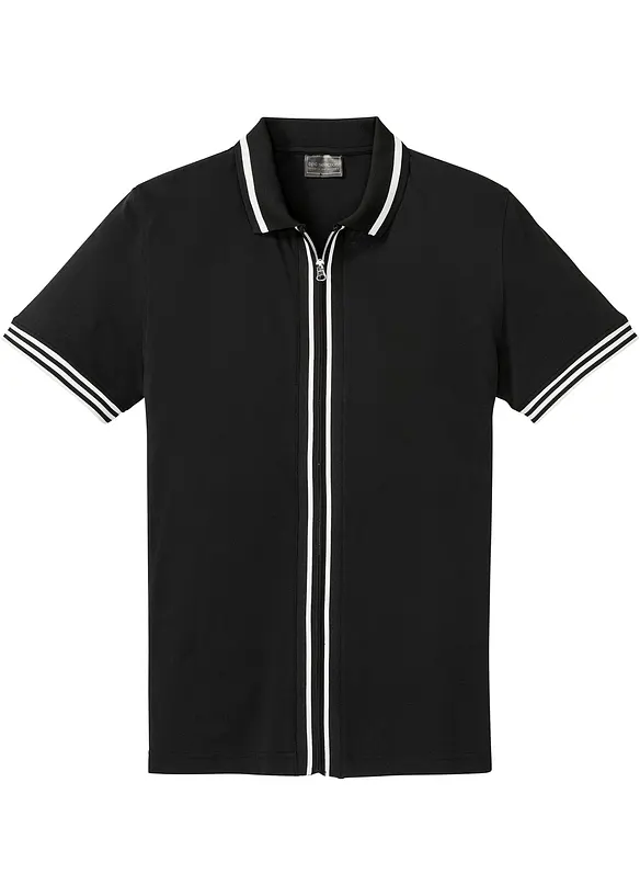 Polo zippé en maille piquée 100% coton, bonprix