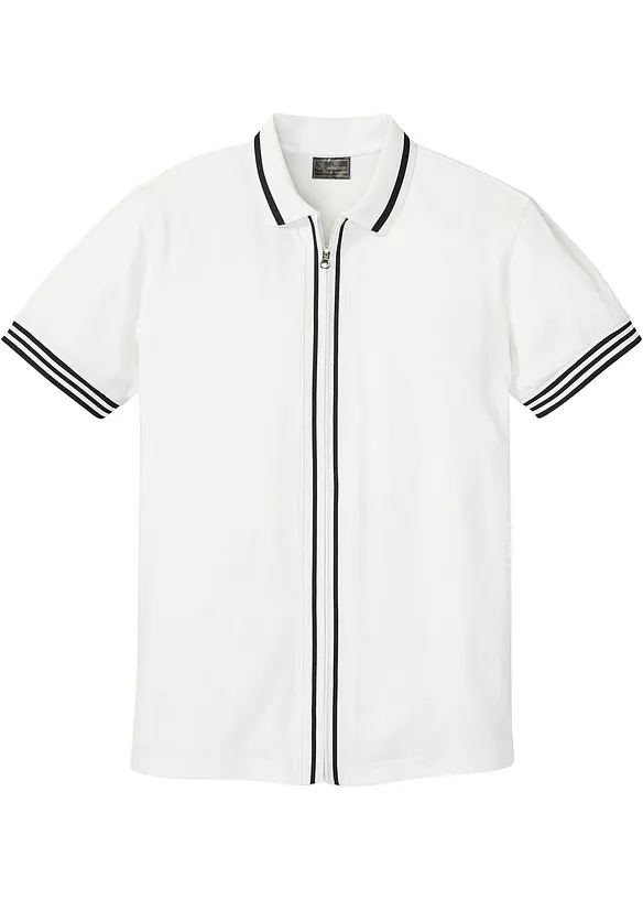 Polo zippé en maille piquée 100% coton, bonprix