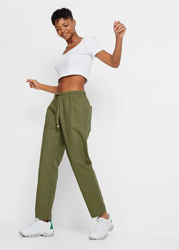Léger pantalon jogger en lin mélangé, bonprix