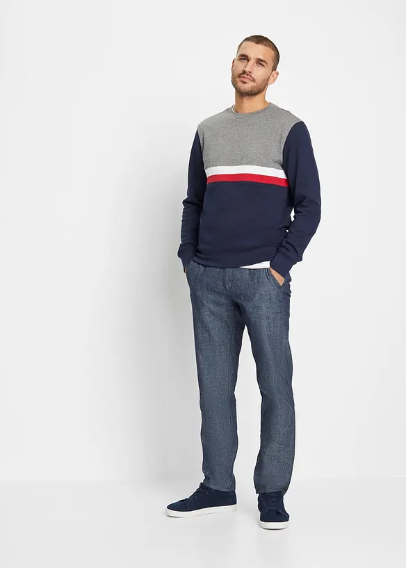 Chino regular et droit en chambray, bonprix