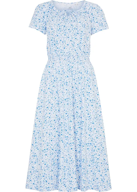 Robe midi en jersey de coton avec large smock à la taille, bonprix