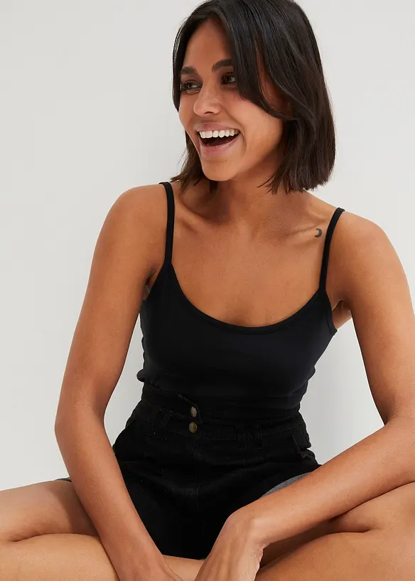 Spaghettitr&auml;ger-Top aus reiner Bio-Baumwolle (2er Pack), bonprix