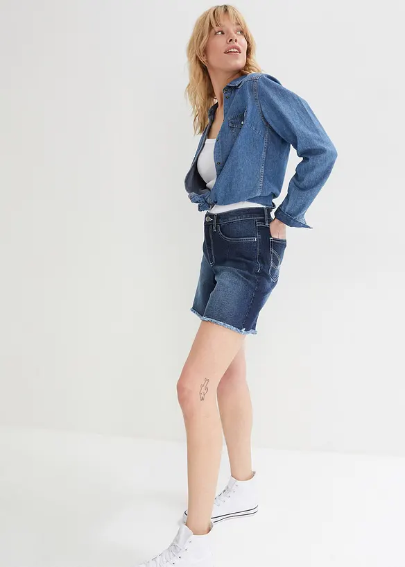 Short en jean, taille mi-haute, extensible, bonprix
