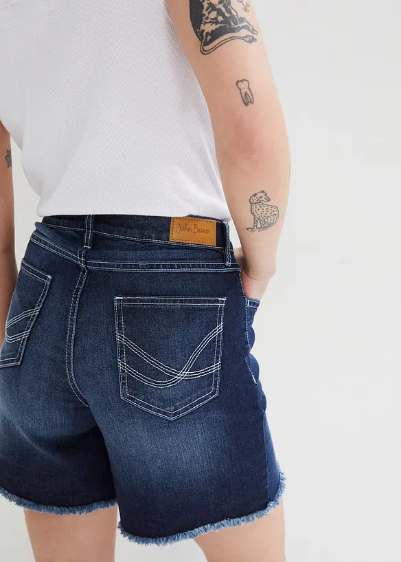 Short en jean, taille mi-haute, extensible, bonprix