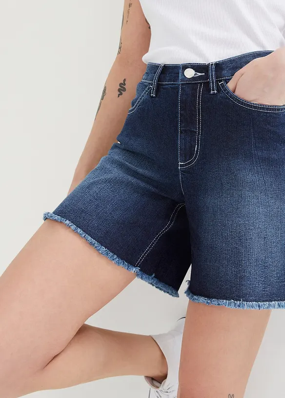 Short en jean, taille mi-haute, extensible, bonprix