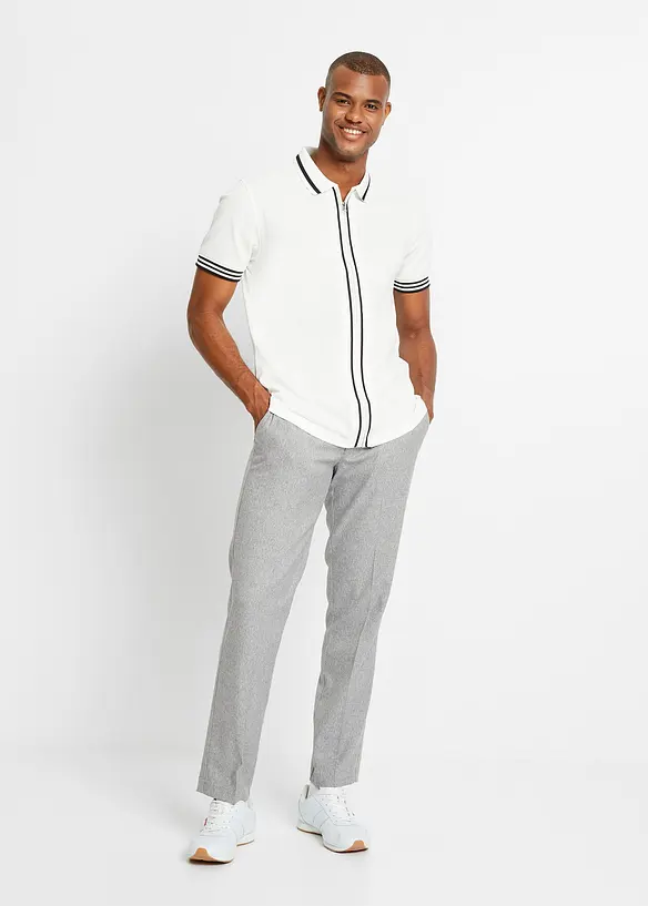 Polo zippé en maille piquée 100% coton, bonprix