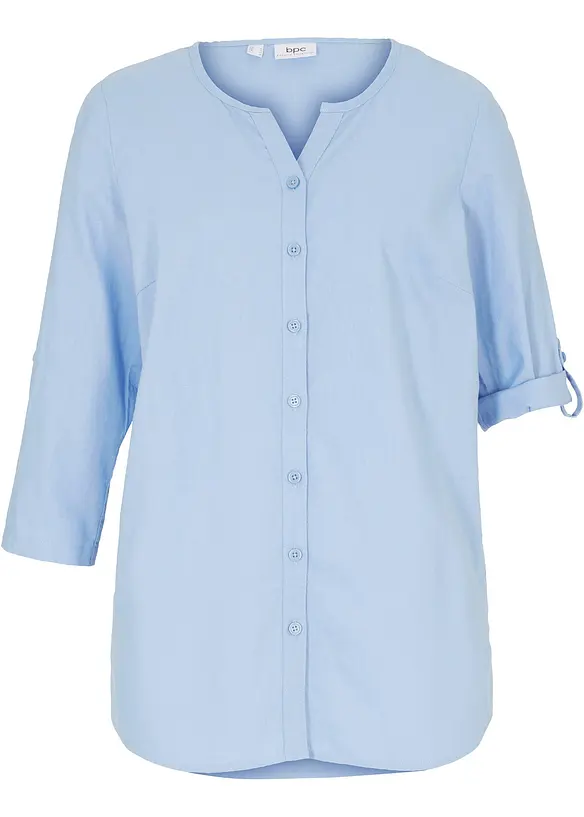 Bluse mit Leinen, 3/4 Arm, bonprix
