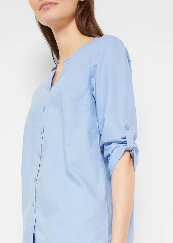 Bluse mit Leinen, 3/4 Arm, bonprix