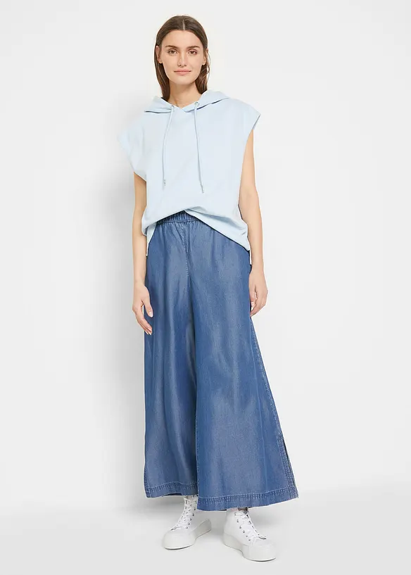 Pantalon palazzo, bas de jambes fendus, longueur 7/8, bonprix